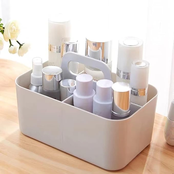 Feadily (2 Pack Plastic Shower Caddy Portable, Portable Basket with Handle Storage Organizer, Stackable 5 Compartments, 9.76" x 6" x 6.7", White-NeatNest