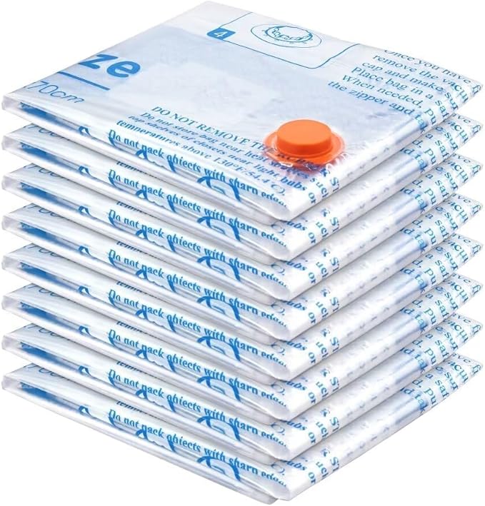 Vacuum Storage Bags 8 Large, Plastic Packaging Bags,Space Saver Sealer Bags, Airtight Compression Bags for Clothes, Pillows, Comforters, Blankets, Bedding-NeatNest