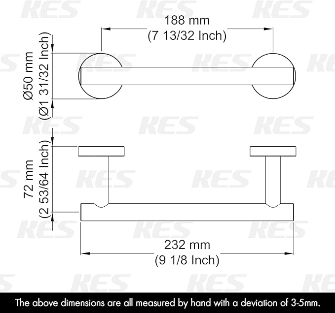 KES 6.7 Inches Matte Black Hand Towel Bar Bathroom Towel Holder Kitchen Dish Cloths Hanger SUS304 Stainless Steel RUSTPROOF Wall Mount, Total Length 9.1 Inch, A2000S23-BK