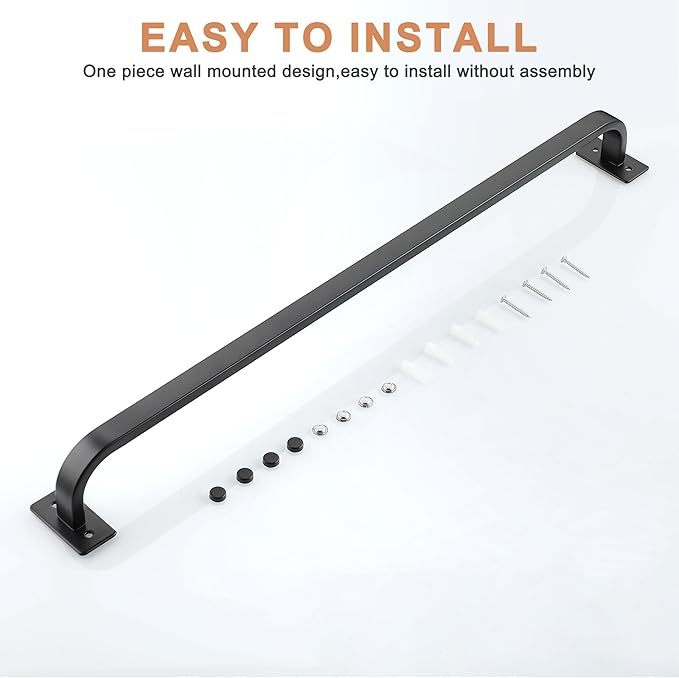 Bathroom Towel Bar, 24 inch Towel Racks for Bathroom Wall Mounted, SUS304 Stainless Steel Heavy Duty Towel Holder Bathroom Accessories Modern Home Decor, Matte Black Finished