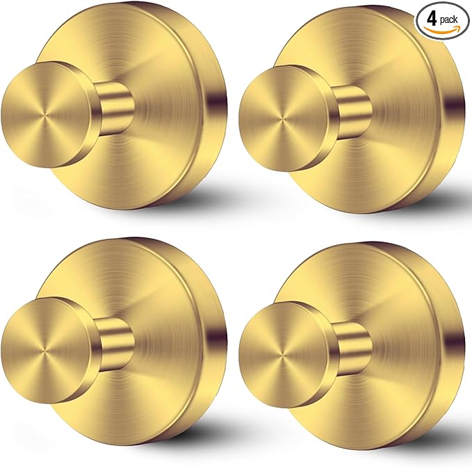 Black Suction Cup Hooks for Shower - Set of 4, No Drill Towel Hooks for Bathroom Wall, Kitchen, Glass, Mirror, Tile - Ideal for Hanging Towels, Robes, and Loofahs (gold-4pcs)-NeatNest