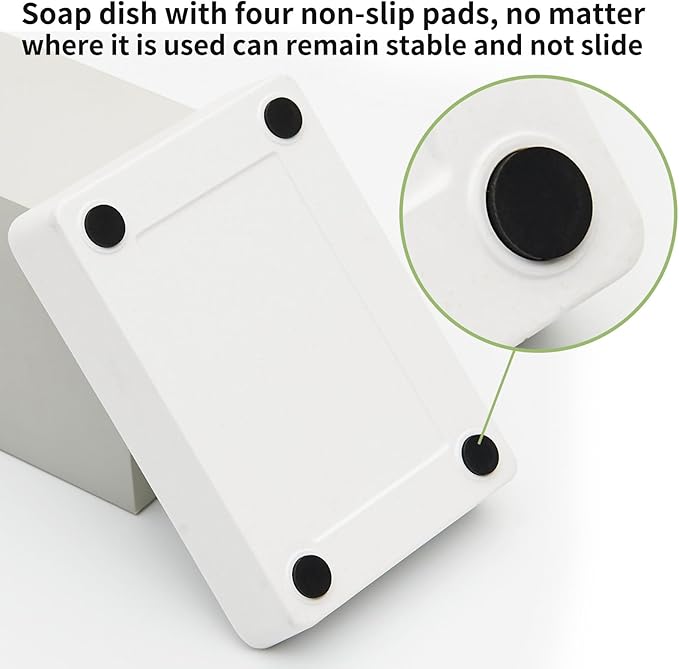 Bamboo Soap Dishes for Shower Wooden Soap Bar Holder for Bathroom Soap Tray Easy to Clean, Durable and with Non-Slip Pads(Single White Square)-NeatNest