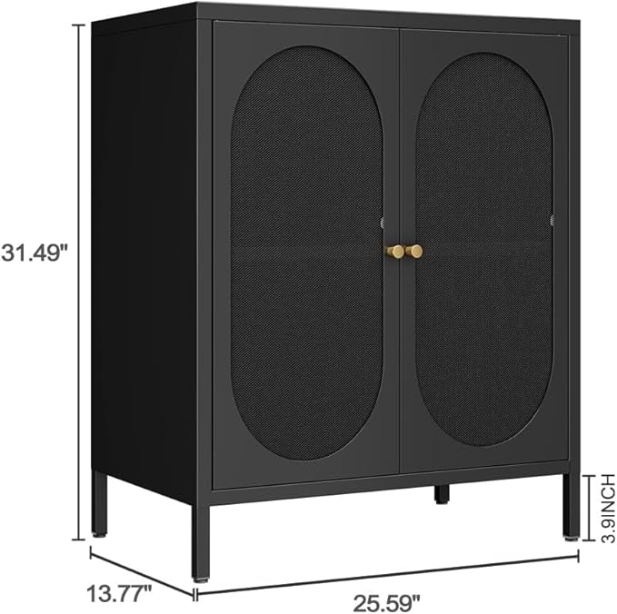 2 Door Accent Cabinet,Metal Storage Cabinet with Adjustable Shelf,Buffet Sideboard for Bed Room,Living Room,Entryway,Hallway,Home,Hotel,Office,Garage,Kitchen,1 Removable Shelf.