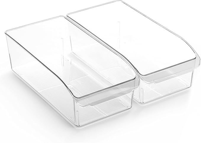 BINO | Plastic Storage Bins, Small | THE CURVE COLLECTION | Multi-Use Organizer Bins | Storage Containers Kitchen, Pantry and Home Organization | Fridge Organizers | Pantry Organization