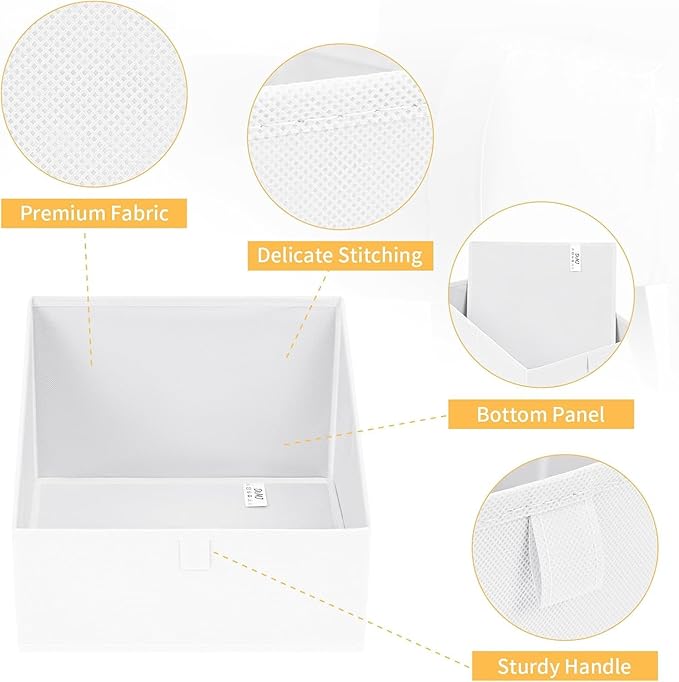 DIMJ Closet Storage Bins 8 Pack - Fabric Trapezoid Closet Organizer Bin, Foldable Storage Baskets for Shelves, Shelf Organizer, Clothing Storage Box for Toys, Books, Towel, Clothes-NeatNest