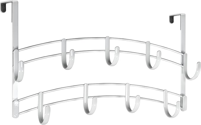 LYNK Professional® Home™ Over Door Hooks Rack - 9 Hook Over Door Hanger - Over Door Towel Rack - Hanging Towels or Clothes - Bathroom, Bedroom or Laundry Room - Lifetime Ltd. Warranty - White