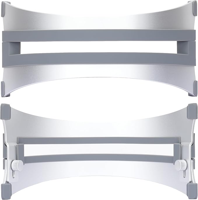 Adjustable Vertical Laptop Stand - 6061 Aluminum, CNC Precision, Anodized Finish, Fits All Laptops Including 17-inch, Ventilated Design, Anti-Slip Silicone Pads, ARC Shaped Stands