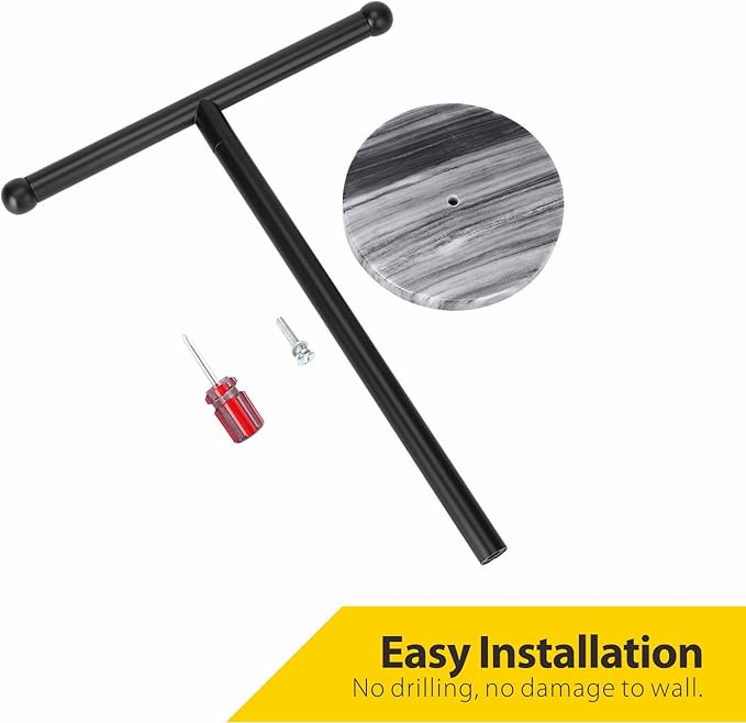 Black Hand Towel Holder Stand with Heavy Marble Base, T-Shape Towel Rack, Free-Standing for Bathroom Vanity Countertop, 304 Stainless Steel (Black)-NeatNest