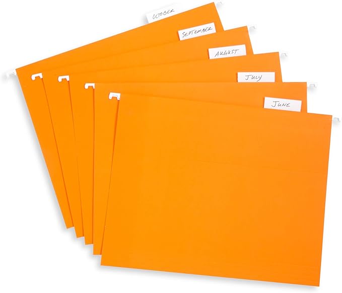 Blue Summit Supplies Hanging File Folders, 25 Reinforced Hang Folders, Designed for Home and Office Color Coded File Organization, Letter Size, Orange, 25 Pack-NeatNest