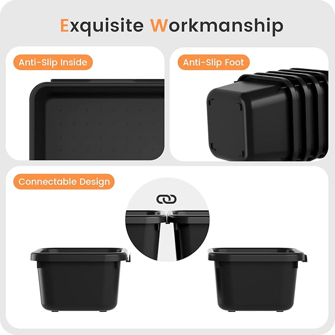 【𝟮𝟮𝗣𝗖𝗦】A-LUGEI Plastic Black Desk Drawer Organizer, Bathroom Organizers and Storage, Makeup Organizer, Organization and Storage Bin Container for Vanity Office Utensils Tool Pantry Cosmetic-NeatNest