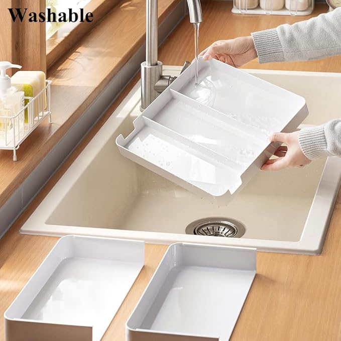 Shallow Drawer Organizer, 2 Pack Expandable Office Drawer Organizers Dividers, Pen Organizer for Desk, Tray Box Accessories for Desktop, Bathroom, Kitchen, Makeup, Vanity, Medicine-NeatNest