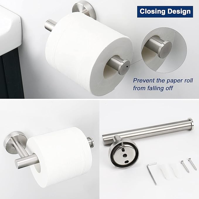 Bathroom Hardware Set 2 Pieces Towel Ring and Toilet Paper Holder 304 Stainless Steel Hand Towel Holder and Towel Hanger Wall Mounted (Brushed Nickel)