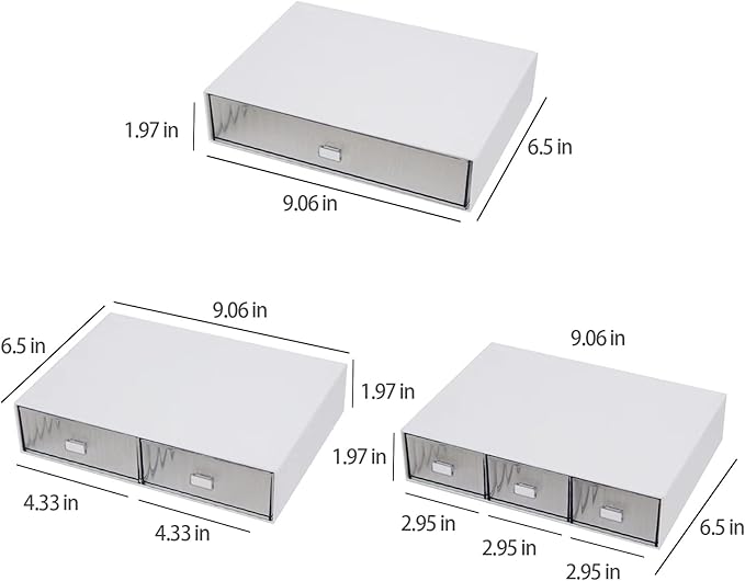 Desk Drawer Organizer, Stackable Office Supplies Desk Organizer, Plastic Plastic Storage Drawer, Desk Grocery Organizer For Stationery/Office Supplies (White, 3 Compartments)-NeatNest
