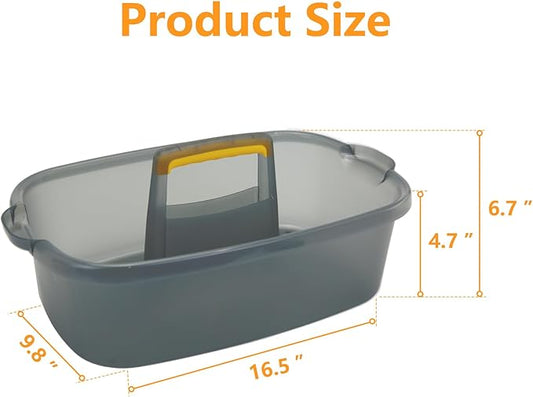 Cleaning Caddy Organizer with Handle, Storage Basket/Totes Portable for Bathroom Supplies, Cleaning Products, and Sink Tool.(Translucent Gray×2, 2 Pack)-NeatNest