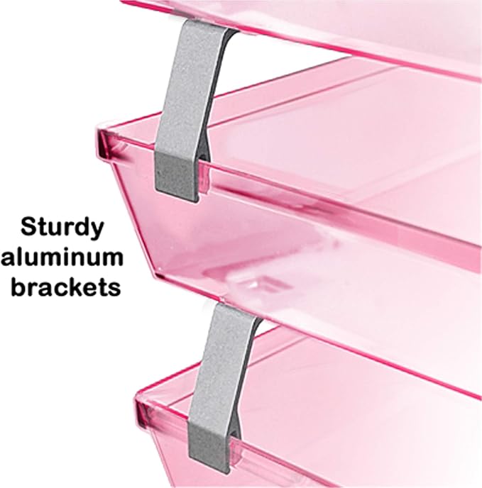Acrimet Facility 4 Tier Letter Tray, Side Load, Letter Size/A4, Desktop File Organizer, Plastic (Clear Pink)-NeatNest