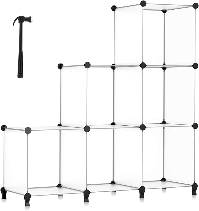 HOMIDEC 6-Cube Storage Organizer, Closet Organizer Storage Shelf Bookcase Bookshelf with Metal Hammer, Storage Cubes Organizer Cabinet for Kids, Closet, Bedroom, Bathroom, (11.8x11.8x11.8 inch)-NeatNest
