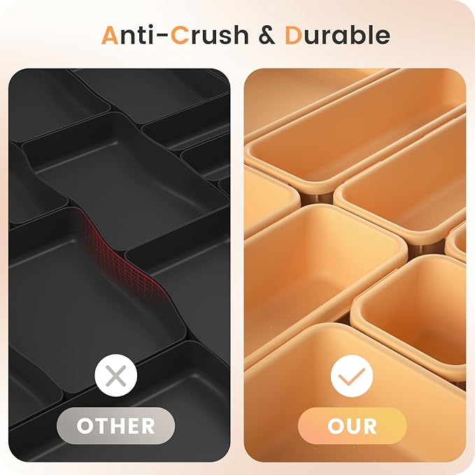A-LUGEI【𝟰𝟲𝗣𝗖𝗦 & 5 Size】Tool Box Organizer Tray Divider Set,【Orange】Desk Drawer Organizer, Garage Organization and Storage Toolbox Accessories Rolling Tool Chest Cart Cabinet WorkBench Small Part-NeatNest