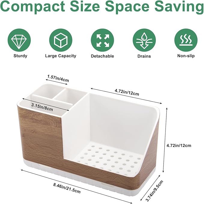 Toothbrush Holders for Bathrooms Countertop Organizer and Storage, Kids Electric Toothbrush and Toothpaste Holder, Bathroom Accessories Vanity Organizer (Wood Grain)-NeatNest