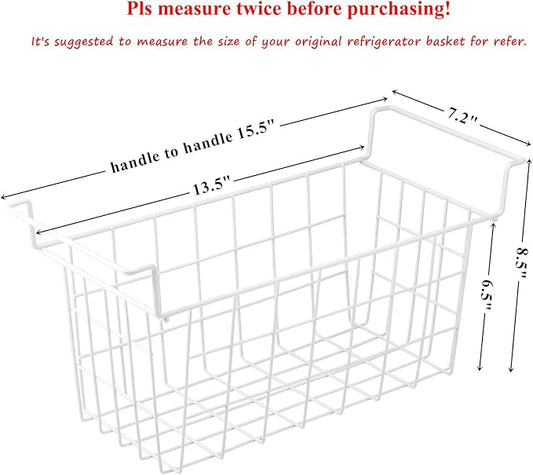 Chest Freezer Baskets 15.5 Inch, Chest Freezer Organizer Bins Metal Wire Storage Baskets with Hanging Handles for Deep Freezer, Set of 2-NeatNest