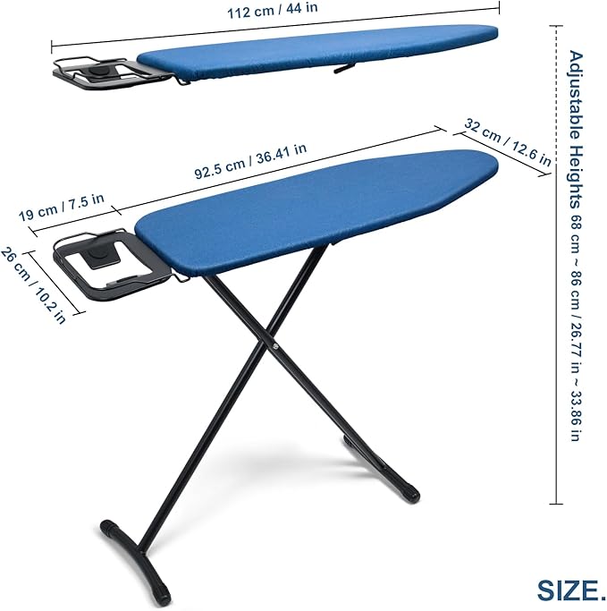 Duwee 12"x36" Ironing Board with Heat Resistant Cover and Thicken Felt Pad, Heavy Sturdy Legs