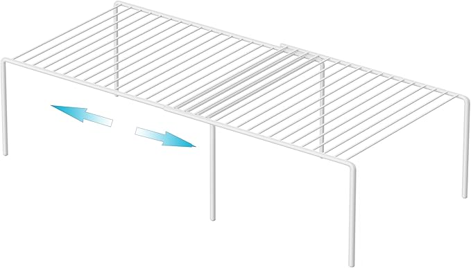iPEGTOP Freezer Cabinet Storage Shelf Set of 4, 8 Pieces Expandable Metal Rustproof Spice Rack, Adjustable Kitchen Organizer Counter Fridge Pantry Shelf Space Saver (White)-NeatNest