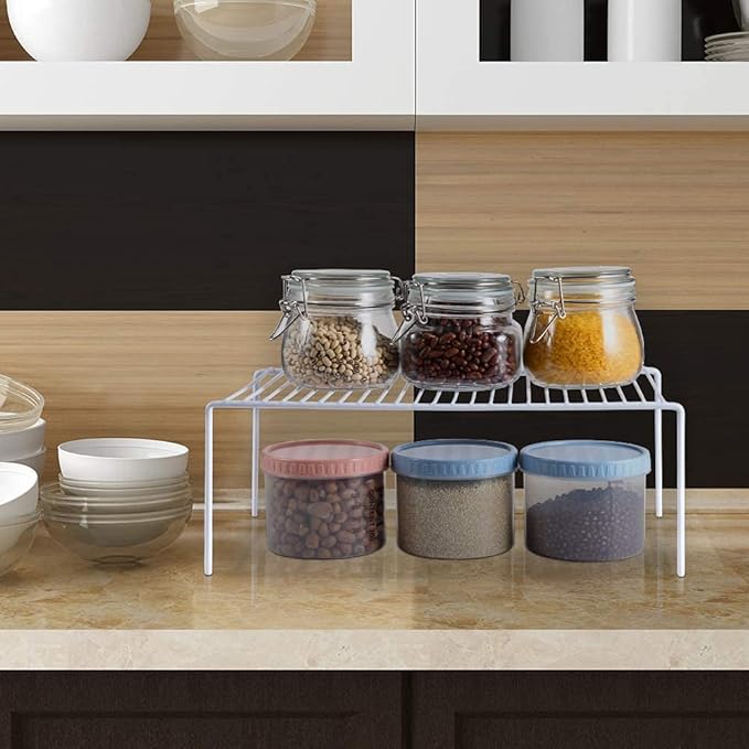 Redrubbit Medium (13 x 9. 4 Inch) Cabinet Storage Shelf Rack, Rustproof Kitchen Counter and Cabinet Shelf, Storage Rack Organizer for Kitchen, Fridge, Cabinet, Bathroom, Set of 2
