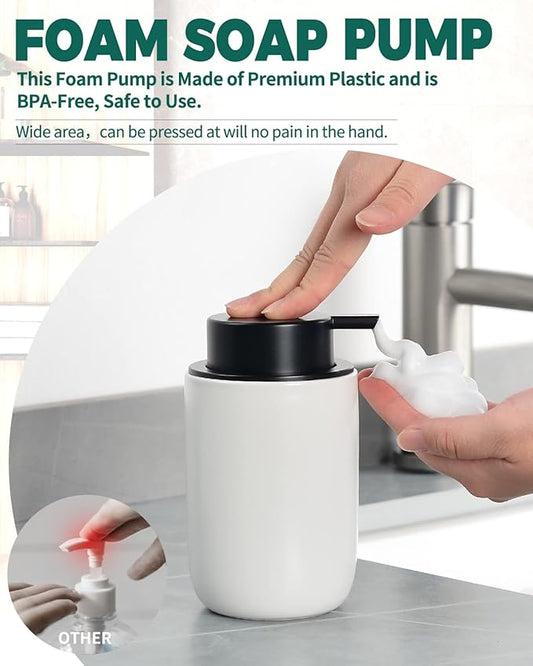 BosilunLife Foaming Soap Dispenser - Ceramic White Soap Dispenser Bathroom Small Foam Hand Dispenser Refillable Kitchen Dish Soap Bottle Hand Wash Dispenser-NeatNest