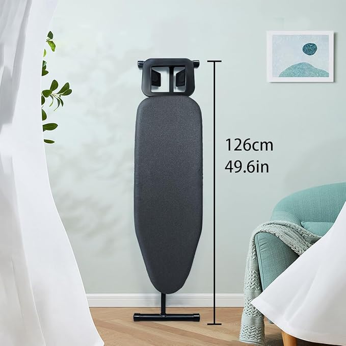 Duwee 12"x36" Ironing Board with Heat Resistant Cover and Thicken Felt Pad, Folding Adjustable Height Compact Ironing Board,Light Weight,Easy to Storage,Black