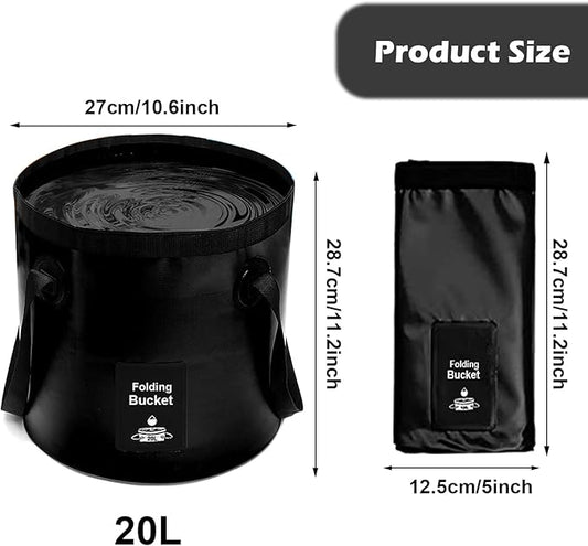 Collapsible Bucket with Handle, Lightweight Folding Water Container, Portable Collapsible Bucket for Fishing, Camping, Hiking, Backpacking, Outdoor Survival, Car Washing Black 20L-NeatNest