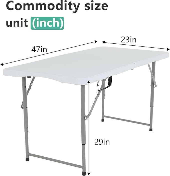 FDW Folding Half Portable Foldable Table for Parties Backyard Events (White, 6 FT 70 * 29) (White, 4 FT)-NeatNest