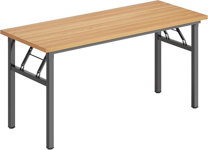 DlandHome Large Computer Desk, Folding Desk, Decent and Steady Home Office Desk/Workstation/Table 54.3inch Teak Black-NeatNest