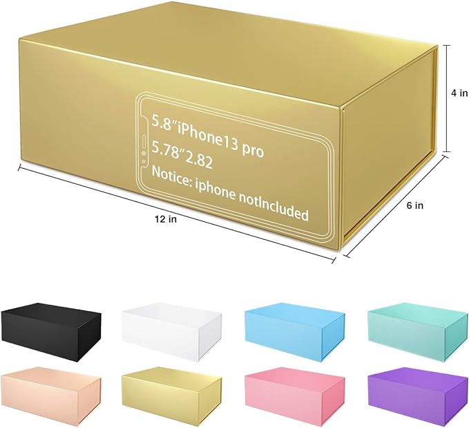 Gold Gift Boxes 12"x6"x4" with Magnetic Closure Lid Gift Boxes for Presents,Bridesmaid Gifts Box,Cute Box,Luxury for Gift Packaging, Magnetic Gift Box for Wrapping Gifts (Gold/5PCS)-NeatNest