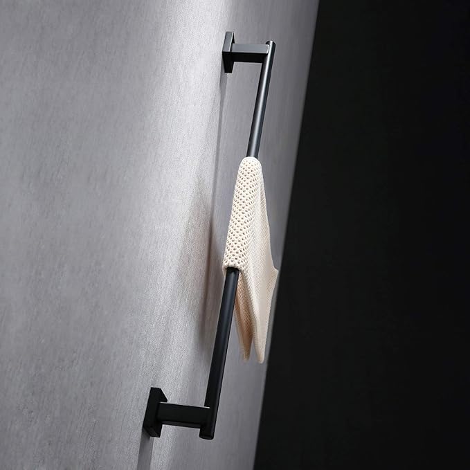 Miyili Matte Black Single Towel Bar 24-Inch Bathroom Stainless Steel Towel Rack Bath Towel Hanger Wall Mount