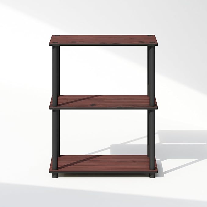 Furinno Turn-N-Tube 3-Tier Multipurpose Compact Bookcase, Dark Cherry-NeatNest