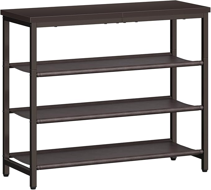 HOOBRO Shoe Rack with 3 PU Shelves, 4-Tier Shoe Storage Organizer for Closet and Entryway, Holds 9-12 Pairs of Shoes, Sturdy Metal Frame, Small Spaces, Brown BR94XJ01-NeatNest