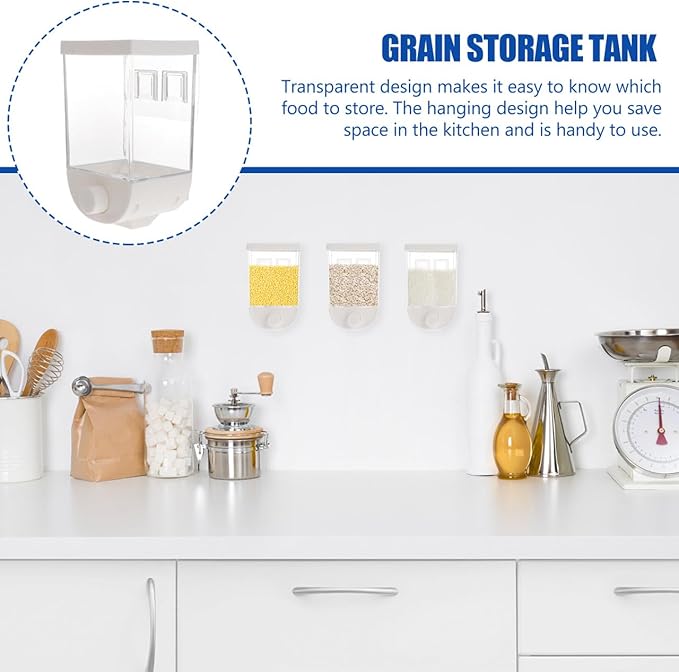 DOITOOL 1000ML Cereal Dispenser Hanging Storage Box Granola Dispenser Practical Kitchen Canisters White Dispensador De Cereal Dry Food Dispenser-NeatNest