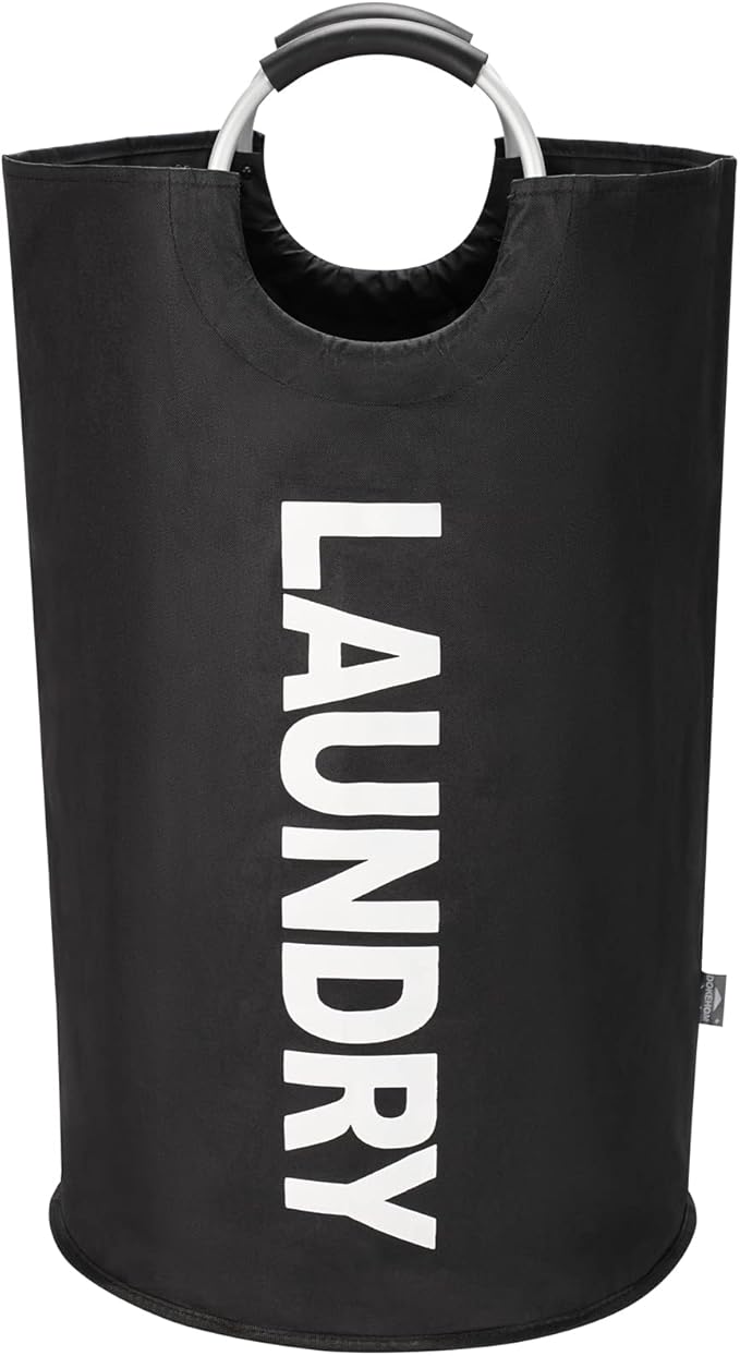 DOKEHOM 125L X-Large Laundry Basket, Collapsible Laundry Bag, Freestanding Tall Clothes Hamper, Foldable Washing Bin (Black)-NeatNest