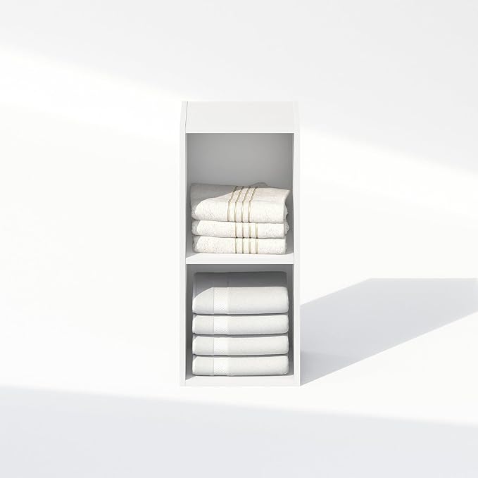 Furinno Reed 2-Tier Multipurpose Clothing & Closet Storage Organizer Shelf, 10-Inch Width, White-NeatNest