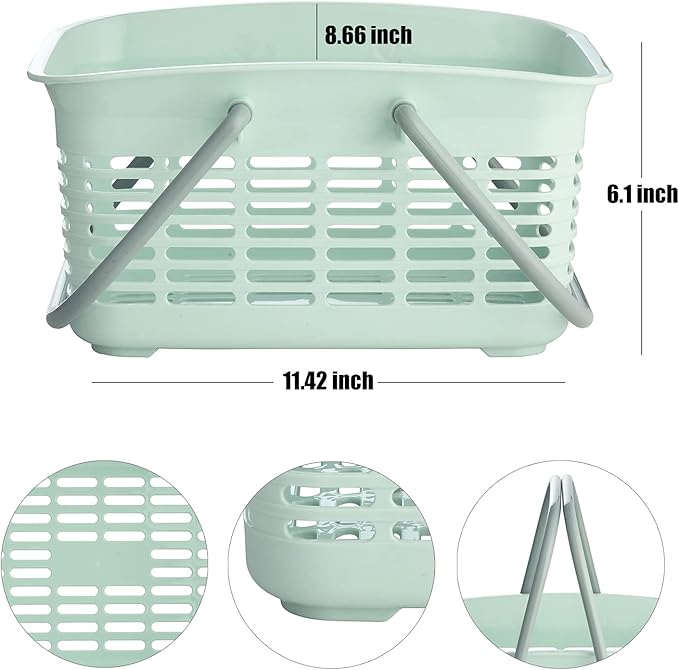 ALINK Plastic Shower Caddy Basket with Handle, Portable Organizer Storage Basket for College Dorm, Bathroom, Kitchen - Blue