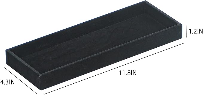 Divided Drawer Organizer Tray, Velvet Jewelry Storage Tray, Necklace Bracelet Ring Earring Display Tray,Bedside Nightstand Desk Holder Tray for Phone Watch Sunglasses Cosmetics Storage/Black/1grid-NeatNest
