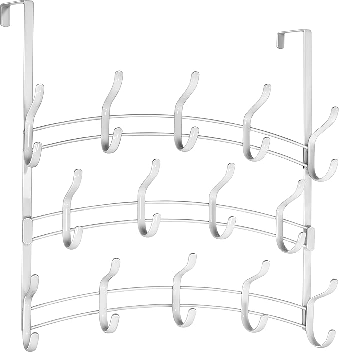 LYNK Professional® Home™ Over Door Hooks Rack - 28 Hook Over Door Hanger - Over Door Towel Rack - Hanging Towels or Clothes - Bathroom, Bedroom or Laundry Room - Lifetime Ltd. Warranty - White