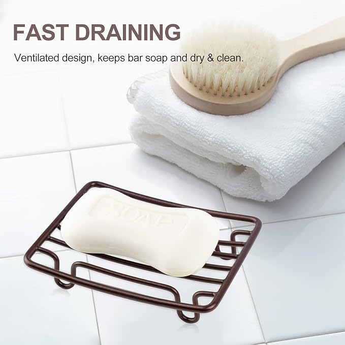 Bar Soap Dish Holder for Shower Bathroom Stainless Steel Rust Proof Self Draining, Bronze-1 Pack-NeatNest