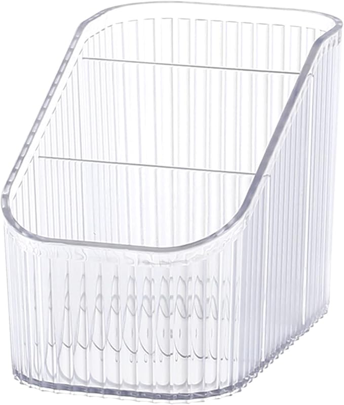 DASITON Large Capacity Makeup Brush Holder,3 Slot Makeup Brush Cup,Vintage striped Make Up Brush Holder,for Vanity Decor,Bathroom Countertops,Desk Storage Container,Cosmetic Display cases(Clear-S)-NeatNest