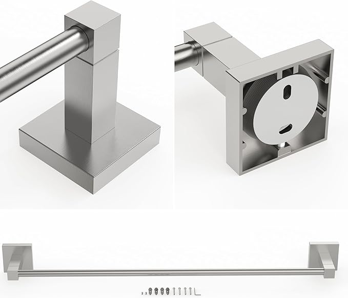 RUACQ Towel Bar 24inch, Towel Racks for Bathroom, 304 Stainless Steel Towel Holder Wall Mounted, Heavy Duty Bathroom Decor Towel Rod (Brushed Nickel)