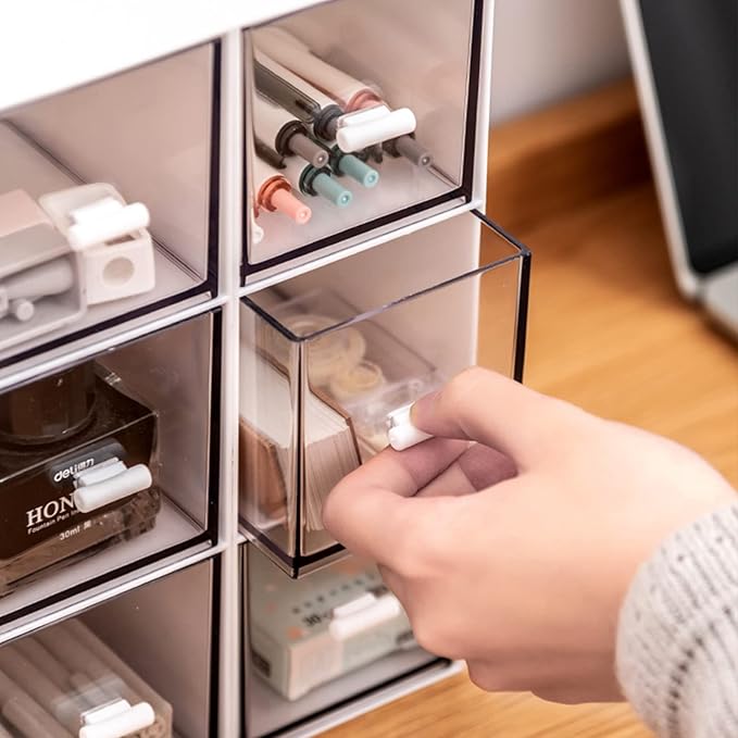 Desk Drawer Organizer, Stackable Storage Drawers, Plastic Compact Desk Storage Box Great for Office School Home Small Space - Large 3 Drawers (White)-NeatNest