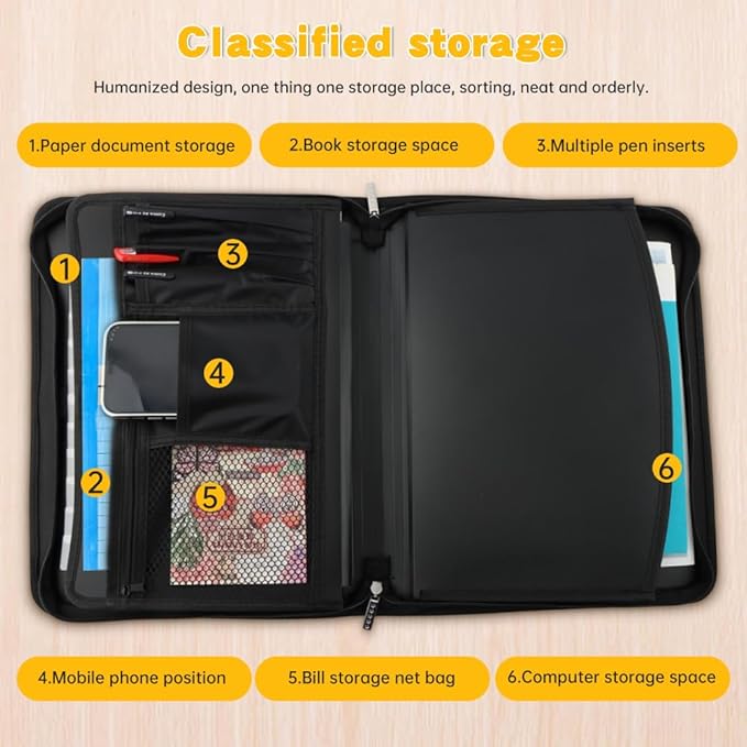 Fireproof Accordion File Organizer,13 Pockets Document Organizer with Handle & Labels,Business Home Portable Fireproof Safe Document Organizer with Zipper for A4 Letter Size File
