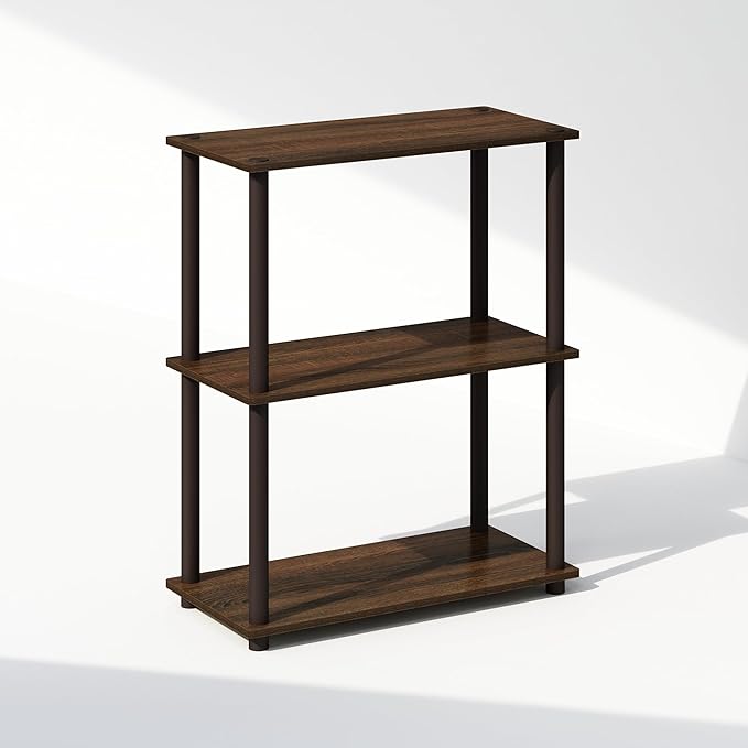 Furinno Turn-N-Tube 3-Tier Multipurpose Compact Bookcase, Walnut/Brown