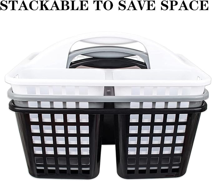 Portable Shower Caddy Basket,Convenient Cleaning Supplies Organizer with Compartments and Handle,Ideal for Bathroom, Bedroom, Kitchen, College Dorm,Garden,etc.12.4" x 7.4" x 5.1"black