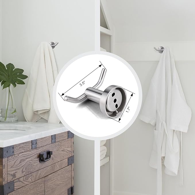 ARCORA Towel Hook 1 Pack, Robe Hooks Brushed Nickel, Heavy Duty Wall Hooks SUS 304 Stainless Steel, Coat Hooks for Bathroom Bedroom