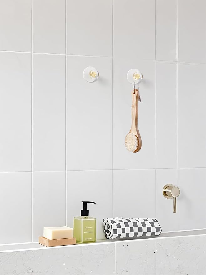 4 Pack Adhesive Crystal Towel Hooks for Bathrooms White Wall Hooks for Hanging Robe Coat Hooks Kitchen Decorative Heavy Duty Zinc Alloy
